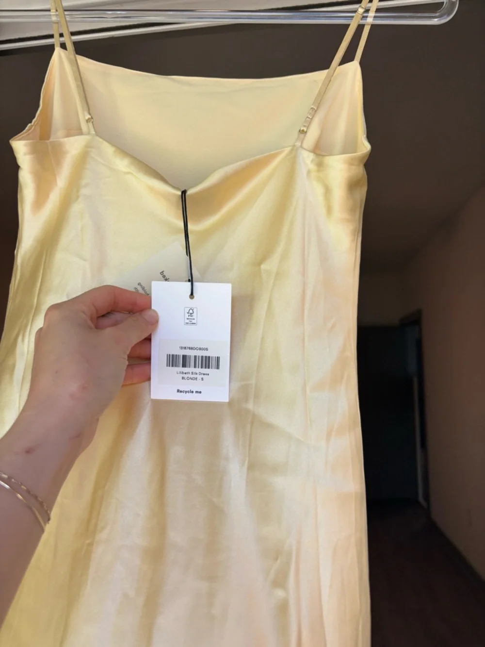 Reformation Pale Yellow Satin Slip Dress with Sheer Capelet - Picture 7 of 10